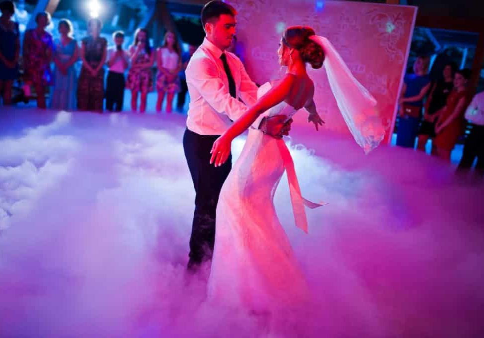 47331027 - amazing first wedding dance on heavy smoke