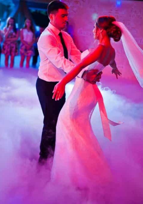 47331027 - amazing first wedding dance on heavy smoke